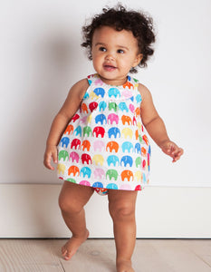 Multi Elephant Print Baby Dress Set