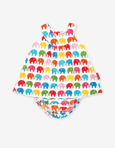 Multi Elephant Print Baby Dress Set