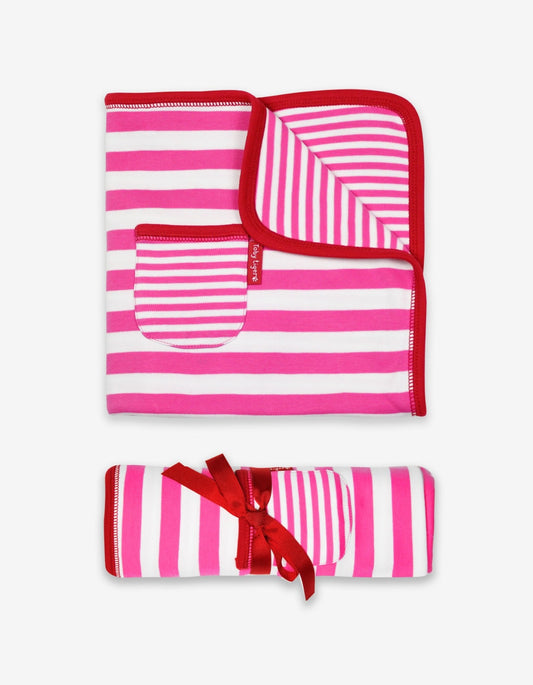 Organic Pink and White Stripe Blanket - Toby Tiger