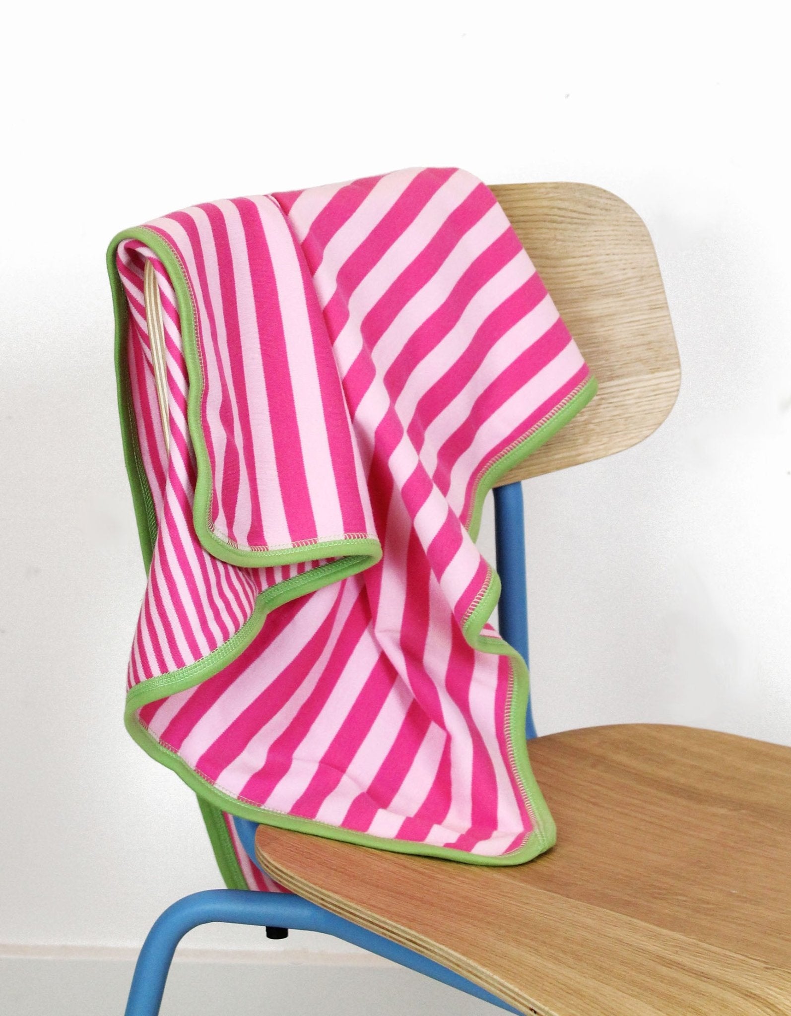 Organic Pink and Green Stripe Blanket - Toby Tiger