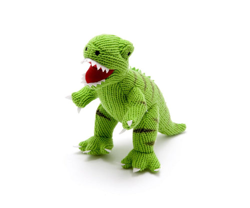 T Rex Knitted Dinosaur Soft Toy Green - Toby Tiger