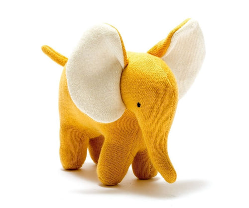 Baby Ellis Organic Mustard Elephant Soft Toy - Toby Tiger