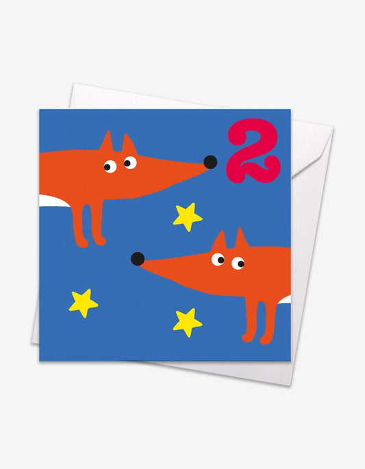 Age 2 Foxes Birthday Card - Toby Tiger