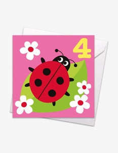 Age 4 Ladybird Birthday Card - Toby Tiger