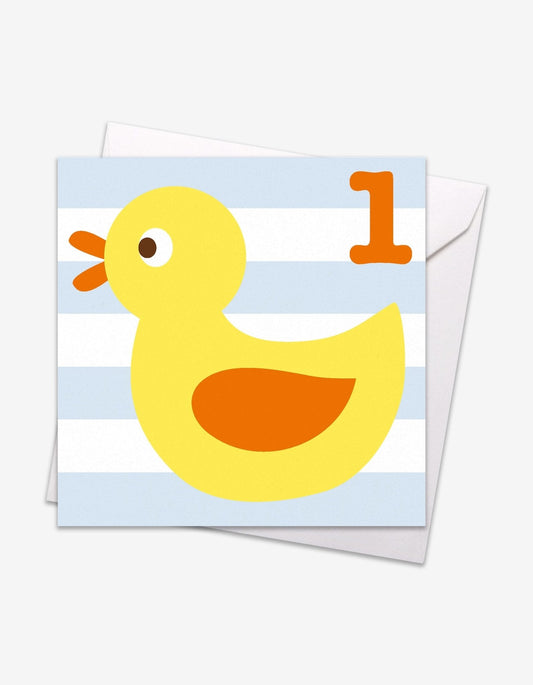 Age 1 Duck Birthday Card - Toby Tiger