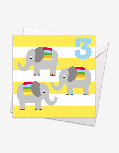 Age 3 Elly Birthday Card - Toby Tiger