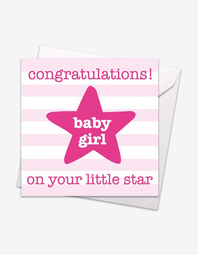 Pink Star Baby Card - Toby Tiger