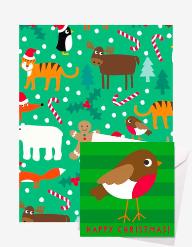Christmas Character Gift Wrap + Personalised Card - Toby Tiger