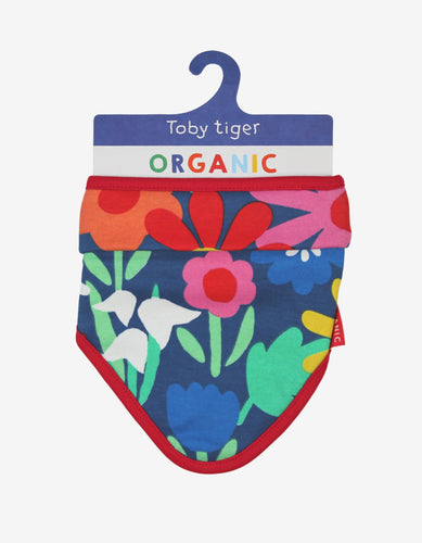 Organic Bold Floral Print Dribble Bib - Toby Tiger