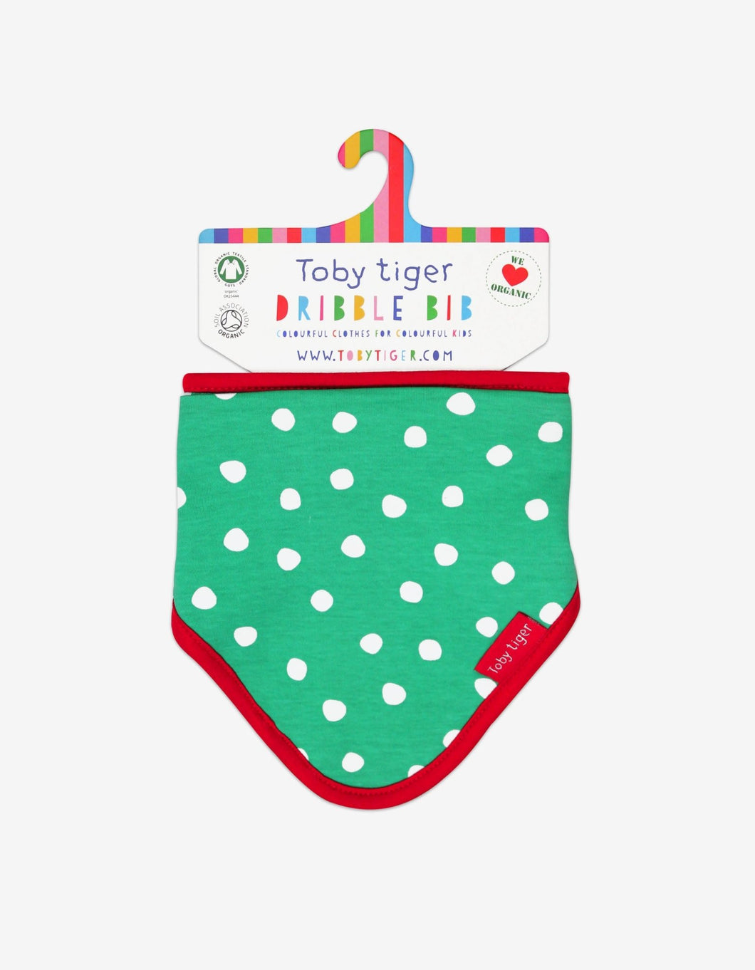 Organic Green Dot Dribble Bib - Toby Tiger