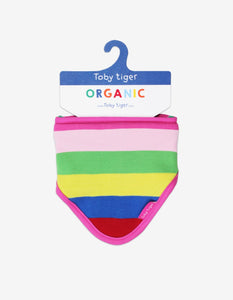 Organic Pink Multi Stripe Dribble Bib - Toby Tiger