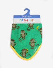 Load image into Gallery viewer, Organic Monkey Print Dribble Bib - Toby Tiger
