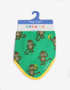 Organic Monkey Print Dribble Bib - Toby Tiger