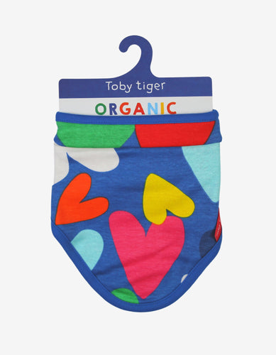 Organic Heart Print Dribble Bib - Toby Tiger