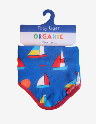 Organic Sailboat Print Dribble Bib - Toby Tiger