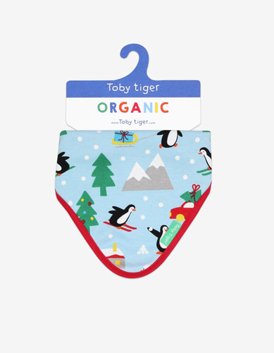 Organic Penguins' Christmas Print Dribble Bib - Toby Tiger