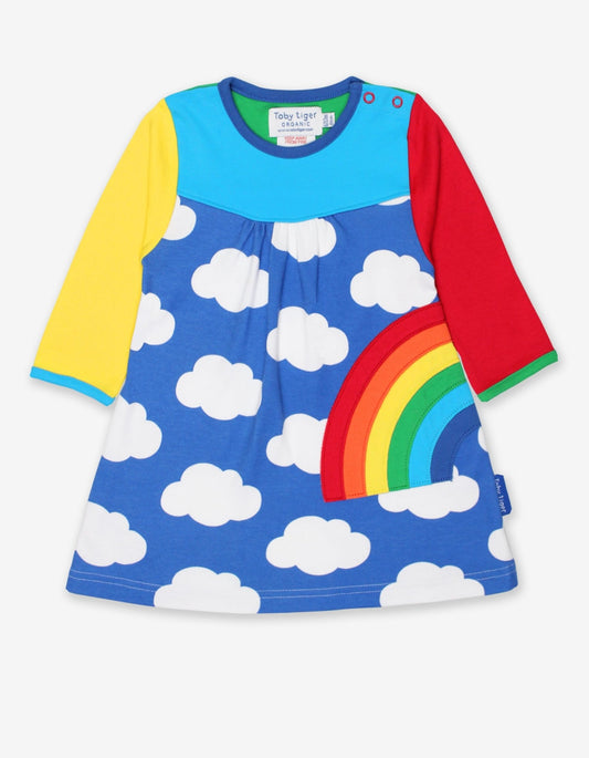 Organic Multi Rainbow Applique Dress - Toby Tiger