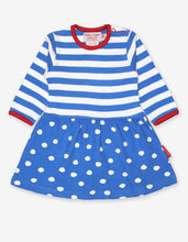 Load image into Gallery viewer, Organic Blue Dot Twirl Dress
