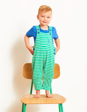 Load image into Gallery viewer, Organic Green Breton Stripe Dungarees - Toby Tiger
