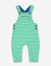 Load image into Gallery viewer, Organic Green Breton Stripe Dungarees - Toby Tiger
