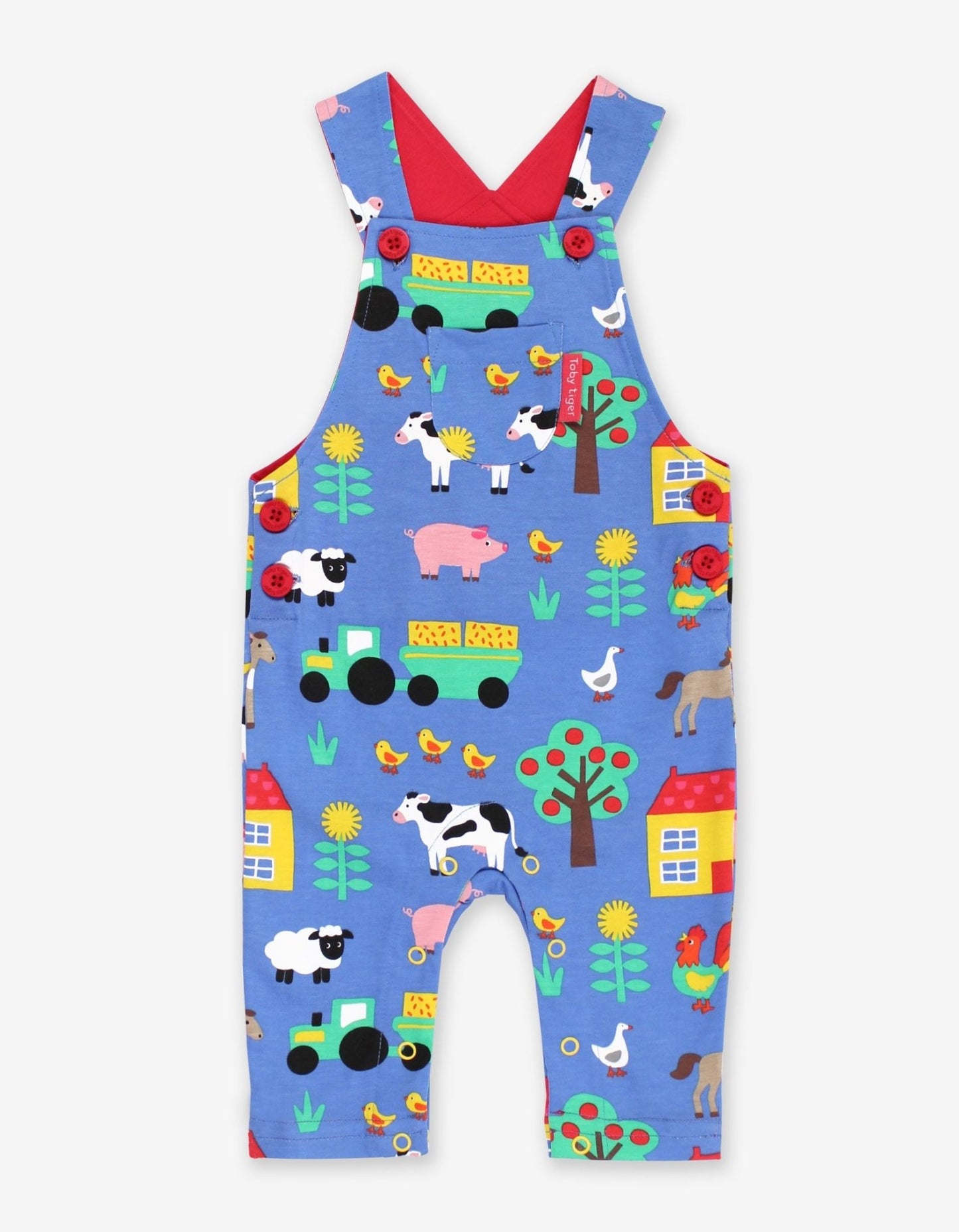 Organic Farm Print Dungarees - Toby Tiger UK