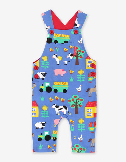 Organic Farm Print Dungarees - Toby Tiger UK