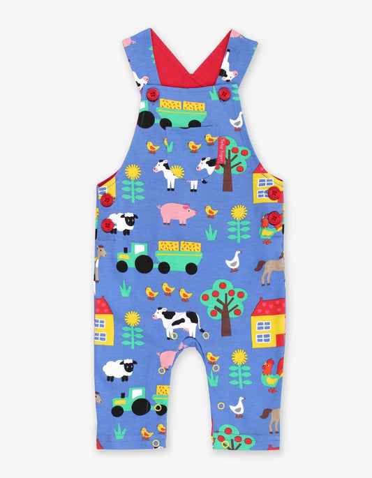 Organic Farm Print Dungarees - Toby Tiger UK