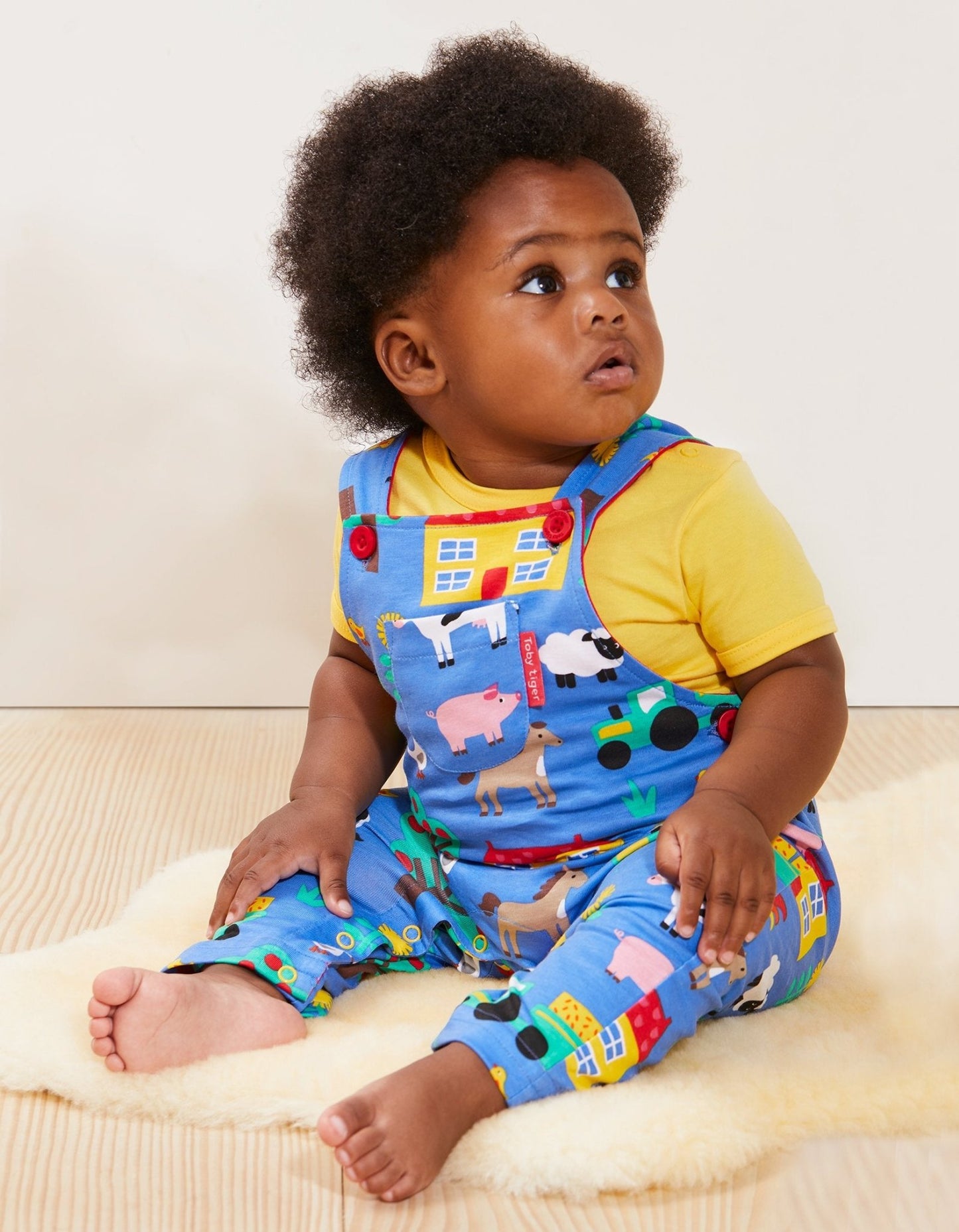 Organic Farm Print Dungarees - Toby Tiger UK