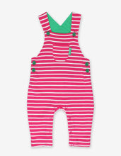 Load image into Gallery viewer, Organic Pink Breton Stripe Dungarees - Toby Tiger
