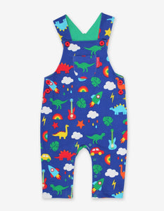 Organic Playtime Mix-Up Print Dungarees - Toby Tiger