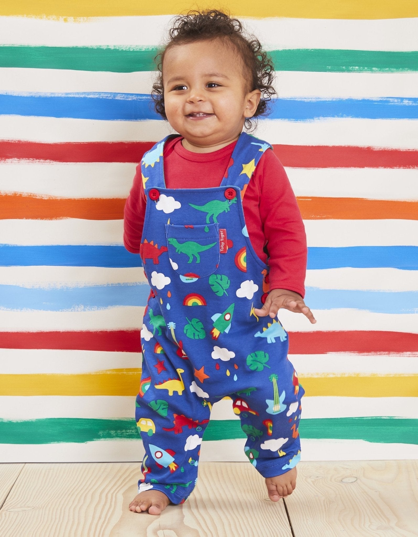 Organic Playtime Mix-Up Print Dungarees - Toby Tiger UK