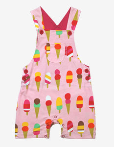 Organic Ice Cream Print Dungaree Shorts - Toby Tiger