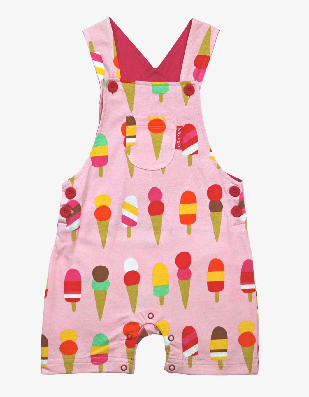 Organic Ice Cream Print Dungaree Shorts - Toby Tiger