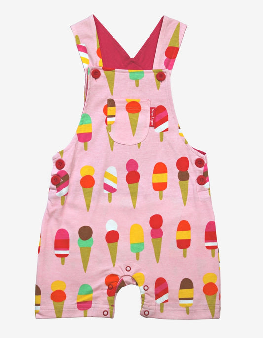 Organic Ice Cream Print Dungaree Shorts - Toby Tiger