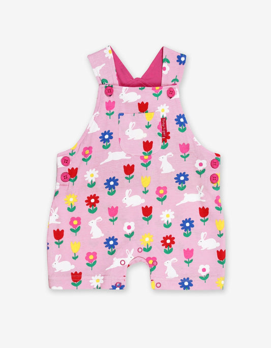Organic Bunny Print Dungaree Shorts - Toby Tiger UK