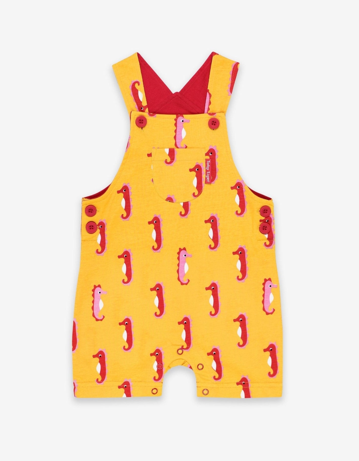 Organic Seahorse Print Dungaree Shorts - Toby Tiger UK