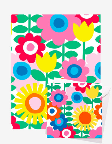 Flower Power Gift Wrap + Personalised Card - Toby Tiger
