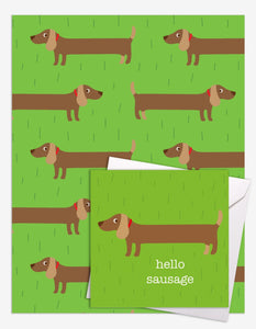 Sausage Dog Gift Wrap + Personalised Card - Toby Tiger