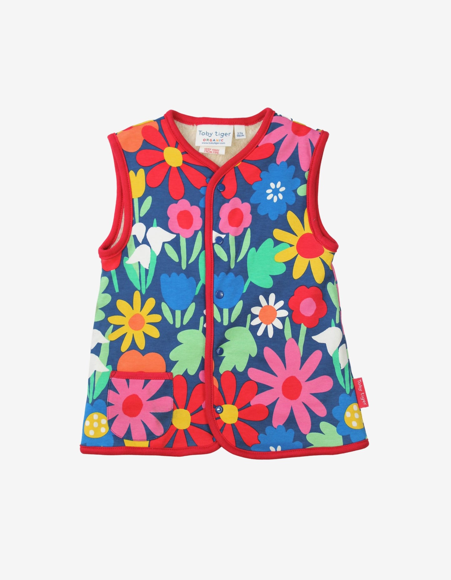 Organic Bold Floral Reversible Gilet - Toby Tiger