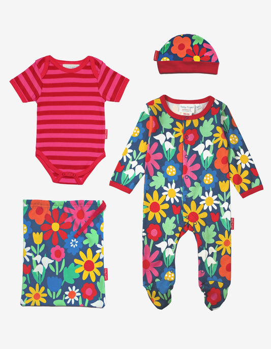 Organic Bold Floral Print Baby Gift Set - Toby Tiger