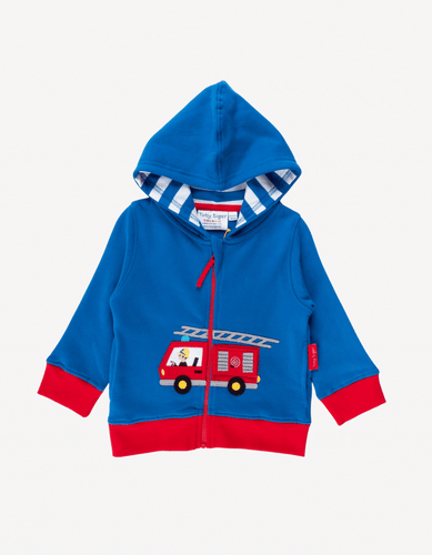 Organic Fire Engine Applique Hoodie - Toby Tiger