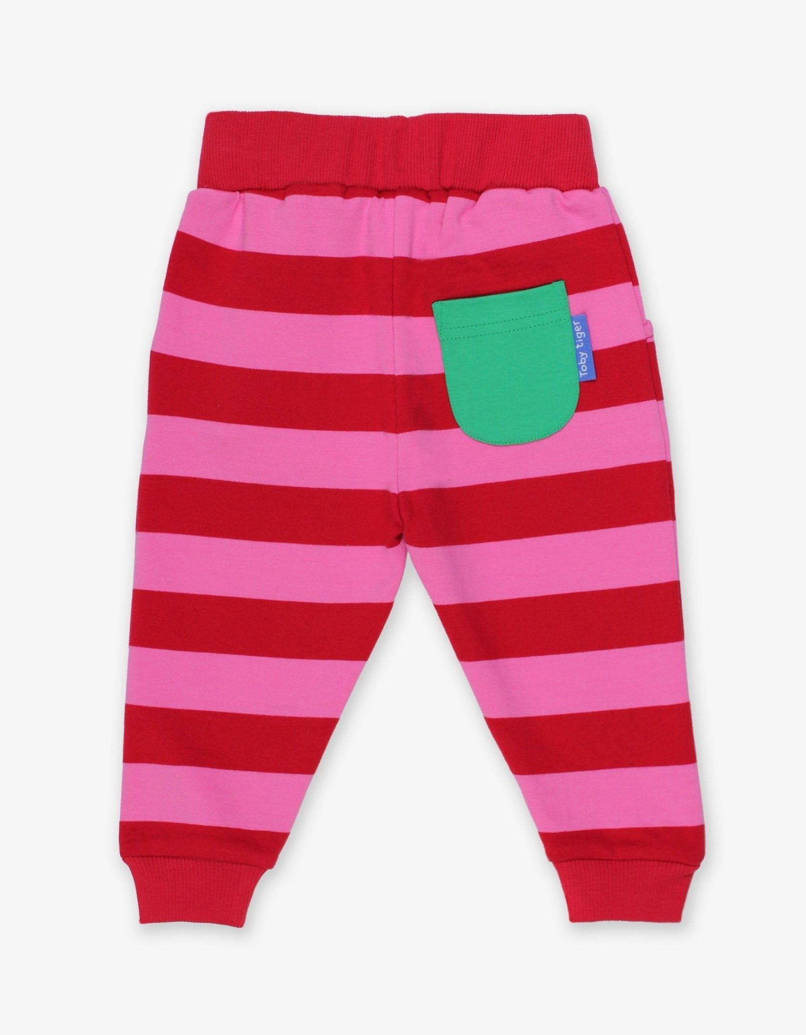Organic Red Pink Striped Joggers - Toby Tiger
