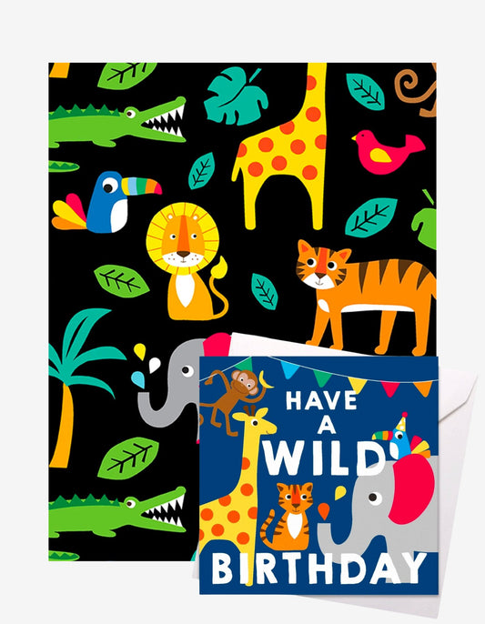Jungle Gift Wrap + Personalised Card - Toby Tiger