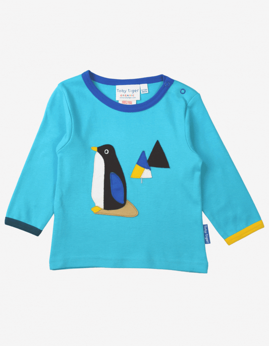 Organic Penguin Applique Long-Sleeve T-Shirt - Toby Tiger