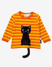Load image into Gallery viewer, Organic Black Cat Applique T-Shirt
