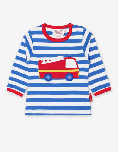Organic Fire Engine Applique T-Shirt - Toby Tiger