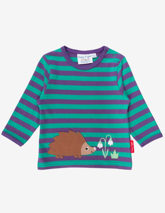 Organic Hedgehog Applique Long-Sleeved T-Shirt - Toby Tiger