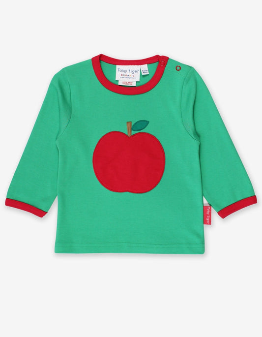 Organic Green Apple Applique T-Shirt - Toby Tiger