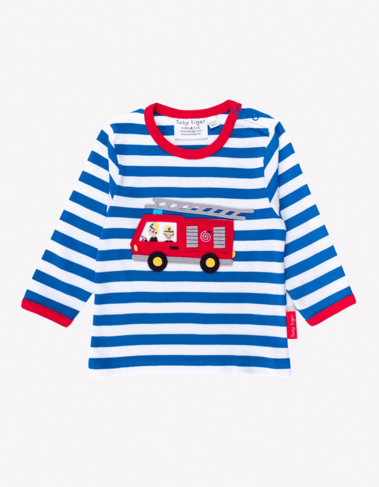 Organic Fire Engine Applique Long-Sleeved T-Shirt - Toby Tiger