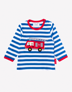 Organic Fire Engine Applique Long-Sleeved T-Shirt - Toby Tiger